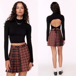 Aritzia Sunday Best Ellie Crop Top Mock Neck Open Tie Back Sweater Size Large